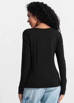 Infinita Cor - Blusa Feminina em Malha de Viscose Preto - INFINITA COR