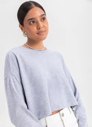 Essendi - Blusa Feminina em Meia Malha Cinza - ESSENDI