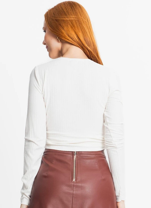 Rovitex - Blusa Feminina em Ribana Canelada Bege 2