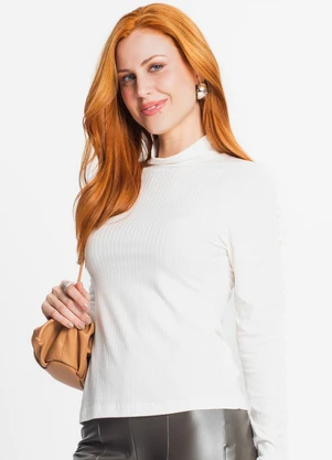 Rovitex - Blusa Feminina em Ribana Canelada Bege - ROVITEX