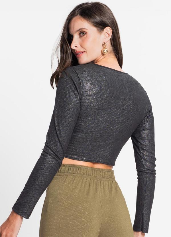 Rovitex - Blusa Feminina em Ribana Canelada Lurex Preto 2