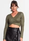 Rovitex - Blusa Feminina em Ribana Canelada Lurex Preto - variação: Verde