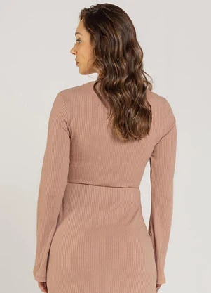 Just Basic - Blusa Feminina em Ribana Marrom - JUST BASIC