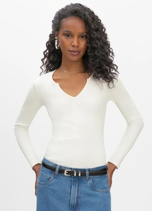 Essendi - Blusa Feminina em Ribana Natural - ESSENDI