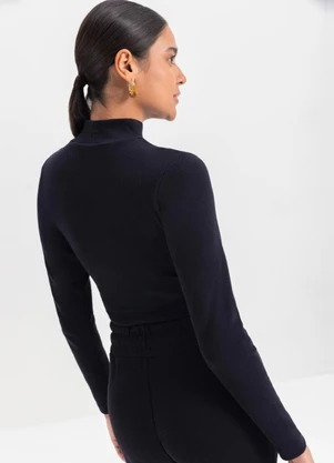 Essendi - Blusa Feminina em Ribana  Preto - ESSENDI
