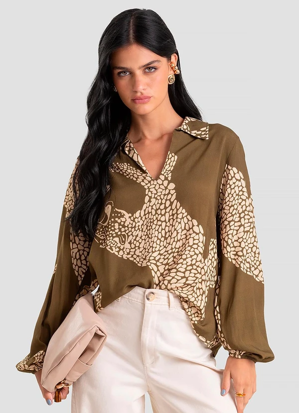 Infinita Cor - Blusa Feminina em Tecido de Viscose Verde