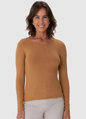 Malwee - Blusa Feminina em Viscose CaneladaMarrom - MALWEE