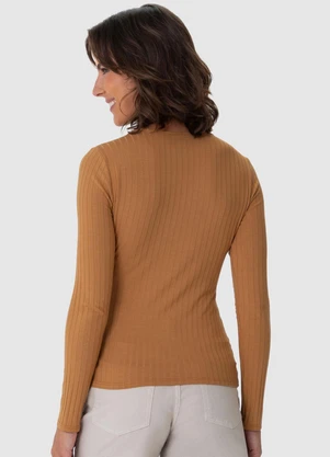 Malwee - Blusa Feminina em Viscose CaneladaMarrom - MALWEE
