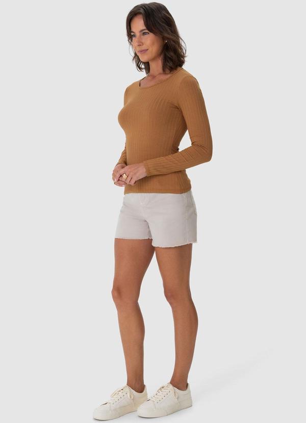 Malwee - Blusa Feminina em Viscose CaneladaMarrom 3