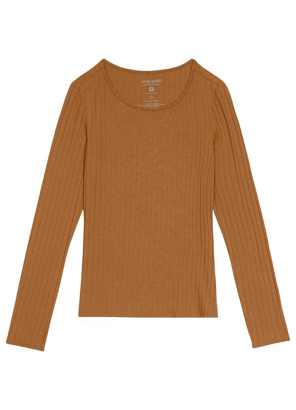 Malwee - Blusa Feminina em Viscose CaneladaMarrom 6