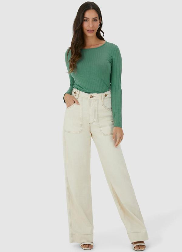 Malwee - Blusa Feminina em Viscose Canelada Verde 3