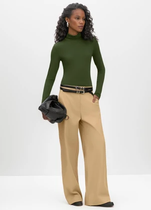 Essendi - Blusa Feminina em Viscose Gola Alta Verde - ESSENDI