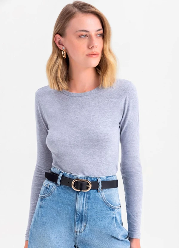 Essendi - Blusa Feminina Essencial em Algodão Cinza