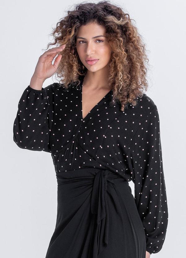 Marialícia - Blusa Feminina Estampa de Poá Preto 1