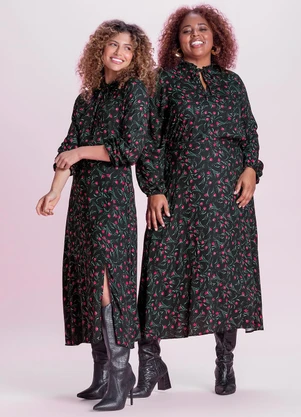 Marialícia - Blusa Feminina Estampa Floral Preto - MARIALÍCIA