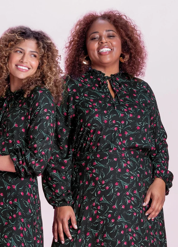 Marialícia - Blusa Feminina Estampa Floral Preto 2