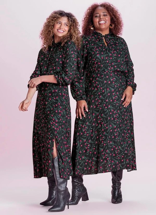 Marialícia - Blusa Feminina Estampa Floral Preto 1