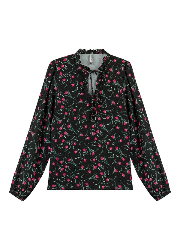 Marialícia - Blusa Feminina Estampa Floral Preto 3