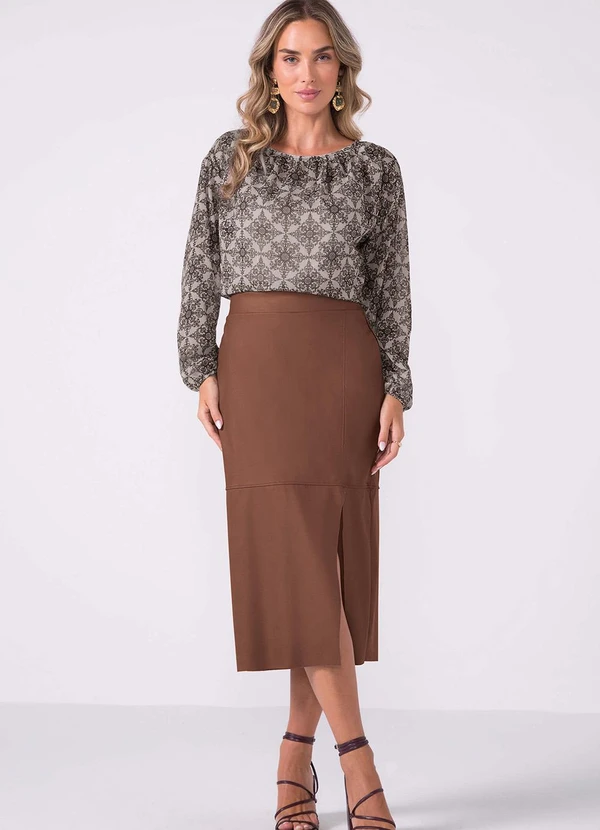 Marialícia - Blusa Feminina Estampada Manga Longa Preto 2