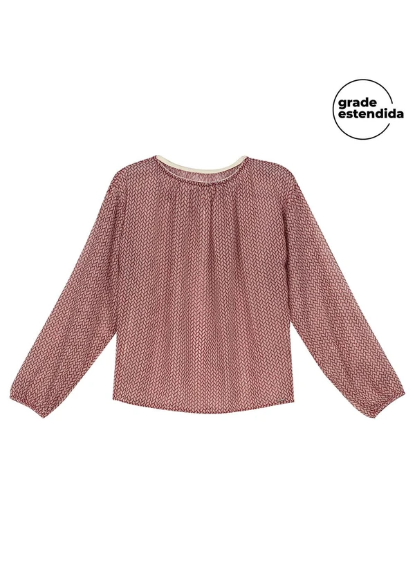 Marialícia - Blusa Feminina Estampada Manga Longa Vermelho