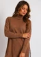 Doce Tom - Blusa Feminina Gola Alta Alongada Marrom - variação: Marrom