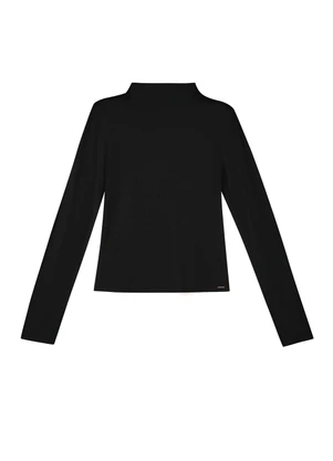Marialícia - Blusa Feminina Gola Alta Lisa Preto - MARIALÍCIA