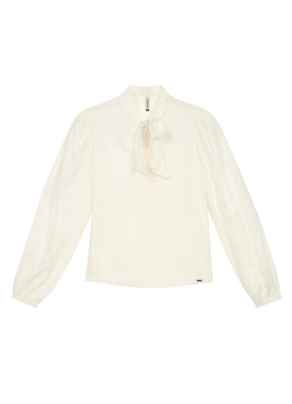 Marialícia - Blusa Feminina Gola Laço Bege 3