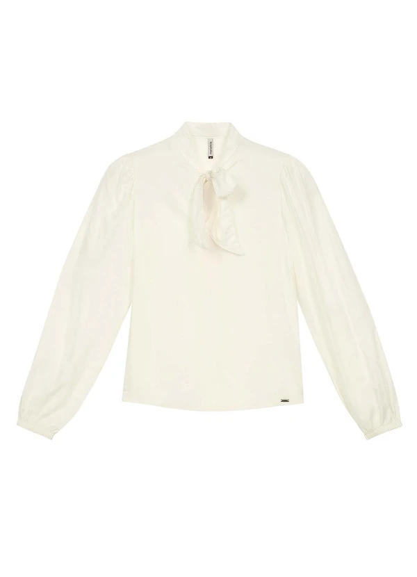Marialícia - Blusa Feminina Gola Laço Bege 3