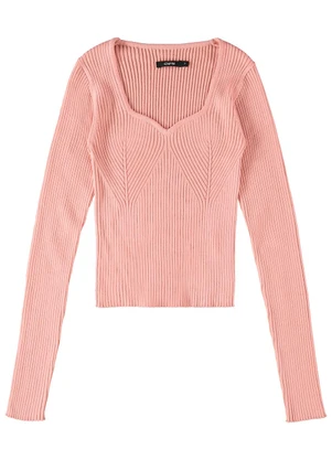 Enfim - Blusa Feminina Justa em Tricô Rosa - ENFIM