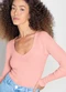 Enfim - Blusa Feminina Justa em Tricô Rosa - variação: Rosa