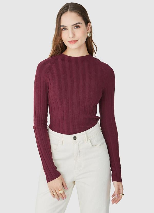 Malwee - Blusa Feminina Justa em Tricô Roxo