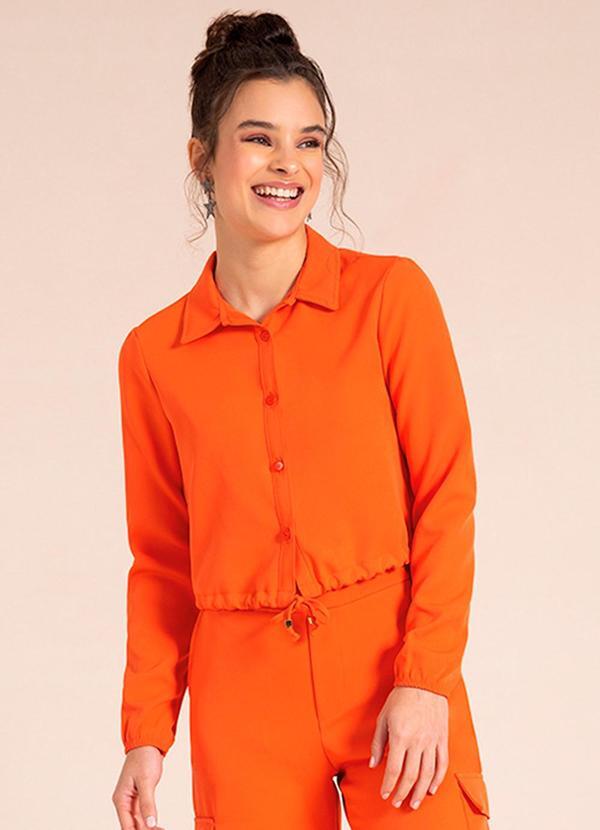 Bjoe - Blusa Feminina Juvenil em Alfaiataria Laranja