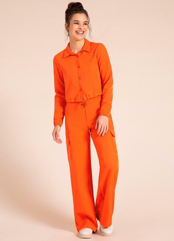 Bjoe - Blusa Feminina Juvenil em Alfaiataria Laranja 2