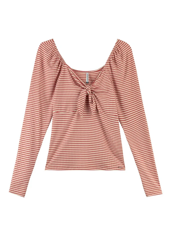 Marialícia - Blusa Feminina Listrada Canelada Rosa 4