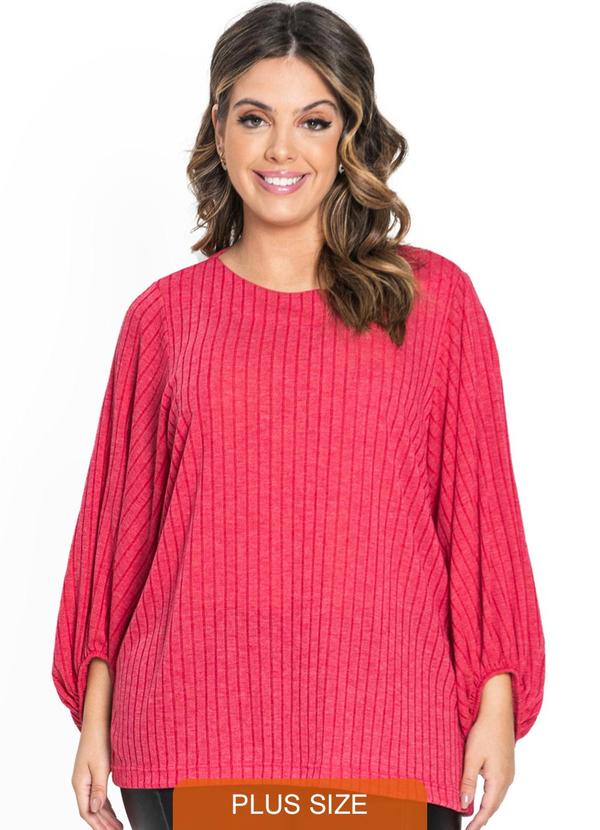 Secret Glam - Blusa Feminina Manga 7/8 Canelada Vermelho