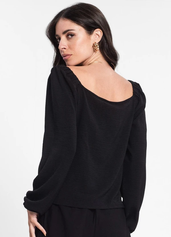 Rovitex - Blusa Feminina Manga 7/8 Preto 2