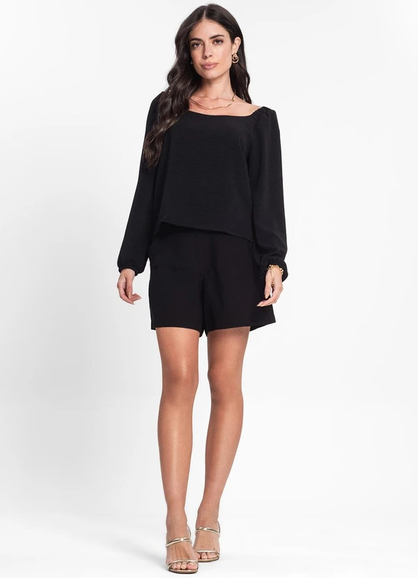 Rovitex - Blusa Feminina Manga 7/8 Preto 3