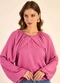 Marialícia - Blusa Manga Bufante com Transpasse Marrom - variação: Rosa
