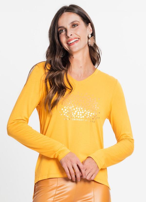 Rovitex - Blusa Feminina Manga Longa Amarelo