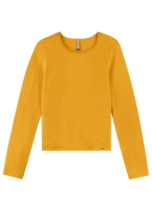 Marialícia - Blusa Feminina Manga Longa Amarelo - MARIALÍCIA