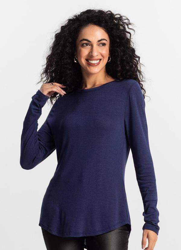 Rovitex - Blusa Feminina Manga Longa Azul