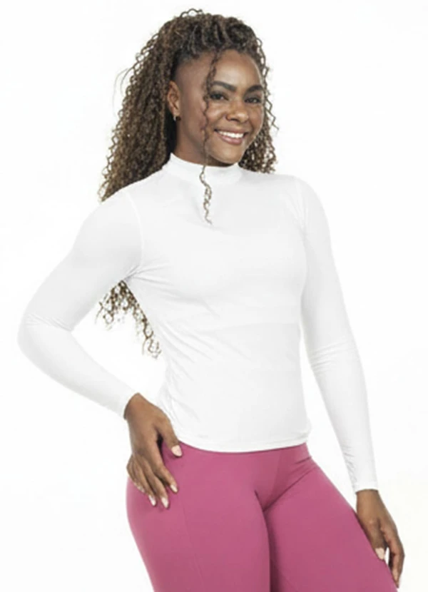 Cobertura - Blusa Feminina Manga Longa Basica Branco