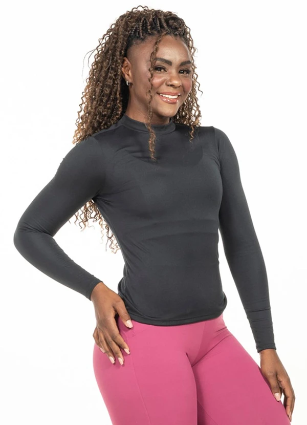 Cobertura - Blusa Feminina Manga Longa Basica Preto