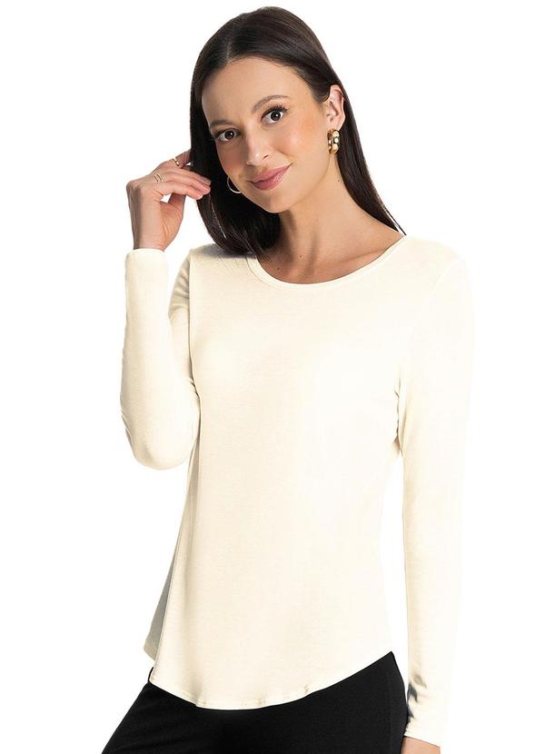Rovitex - Blusa Feminina Manga Longa Bege