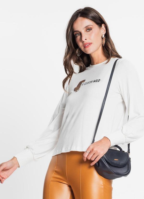 Rovitex - Blusa Feminina Manga Longa Bege