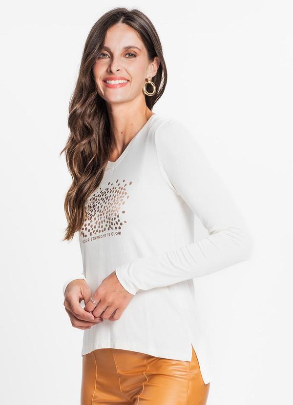 Rovitex - Blusa Feminina Manga Longa Bege