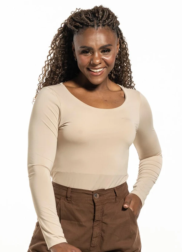 Cobertura - Blusa Feminina Manga Longa Bege