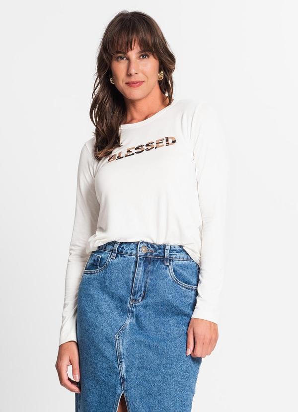 Rovitex - Blusa Feminina Manga Longa Blessed Bege