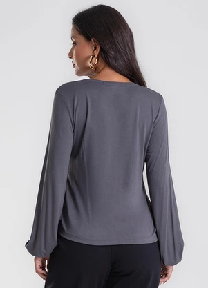 Endless - Blusa Feminina Manga Longa Bufante Cinza - ENDLESS
