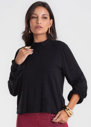 Endless - Blusa Feminina Manga Longa Bufante Preto - ENDLESS